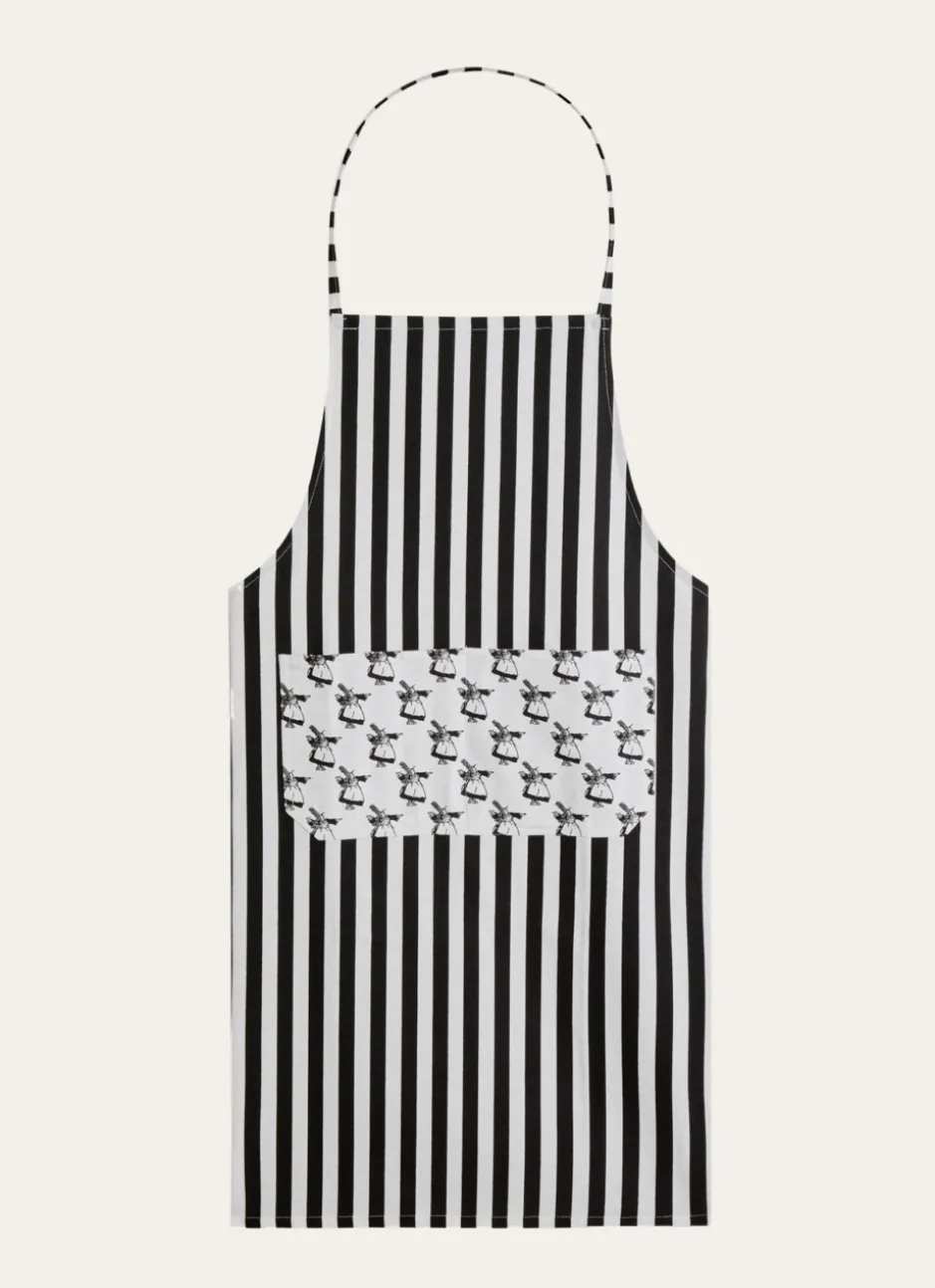TABLIER EN COTON DRAPEAU BRETON BLANC / NOIR