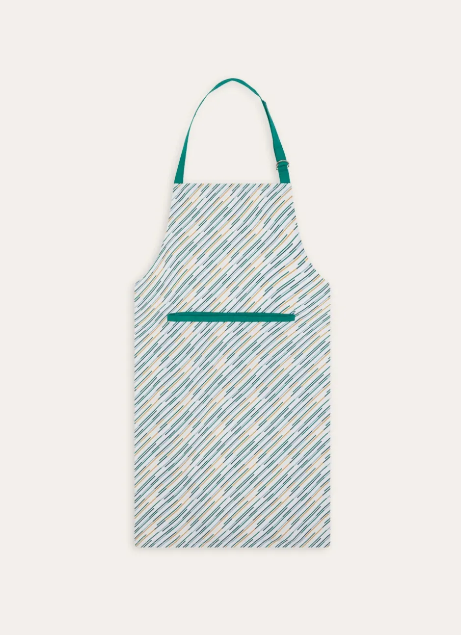 TABLIER EN COTON IMPRIMÉ À MOTIF RAYURES FANTAISIE MULTICOLORE