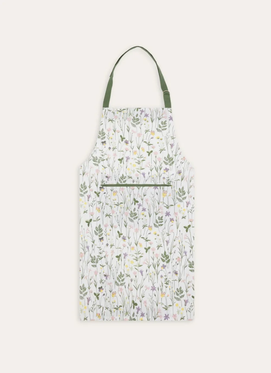 TABLIER EN COTON IMPRIMÉ À MOTIF VÉGÉTAL COLORÉ MULTICOLORE