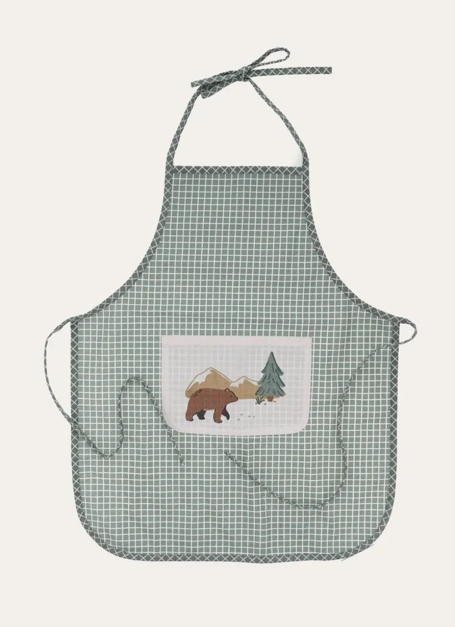 TABLIER ENFANT EN COTON ENDUIT WILD VERT
