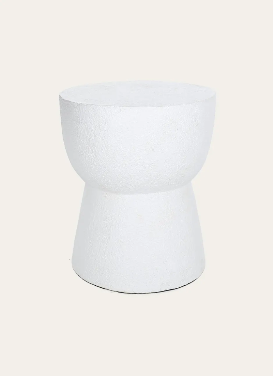 TABOURET EFFET CRÉPIS FORME SABLIER BLANC