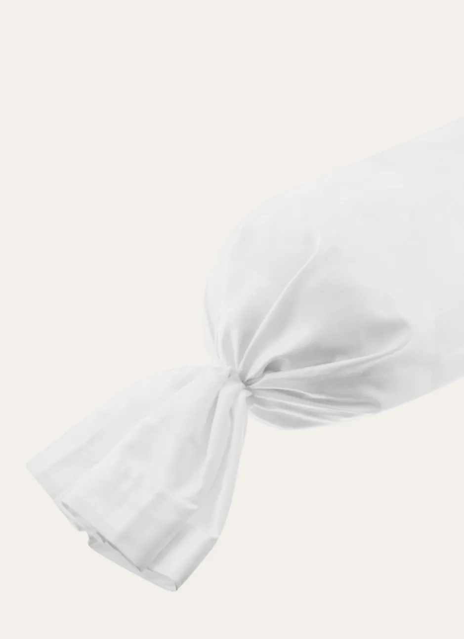 TAIE DE TRAVERSIN EN SATIN DE COTON JACQUARD RAYÉ BLANC