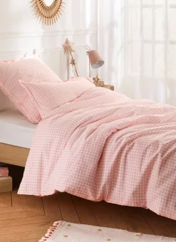 TAIE D'OREILLER ENFANT MOTIF VICHY GINGHAM ROSE