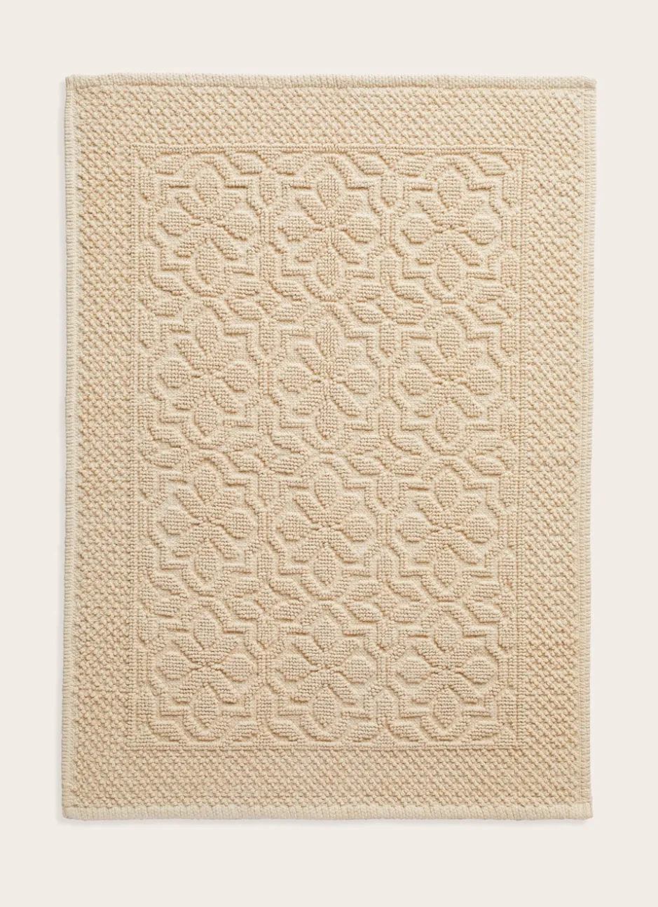 TAPIS DE BAIN JACQUARD UNI ANTIDÉRAPANT BEIGE