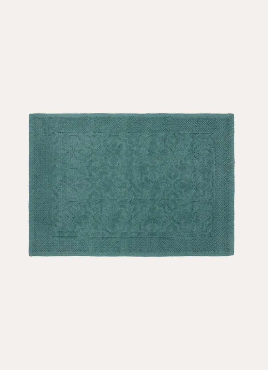 TAPIS DE BAIN JACQUARD UNI ANTIDÉRAPANT ÉMERAUDE