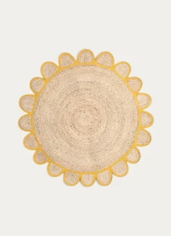 TAPIS EN JUTE EN FORME DE MARGUERITE NATUREL