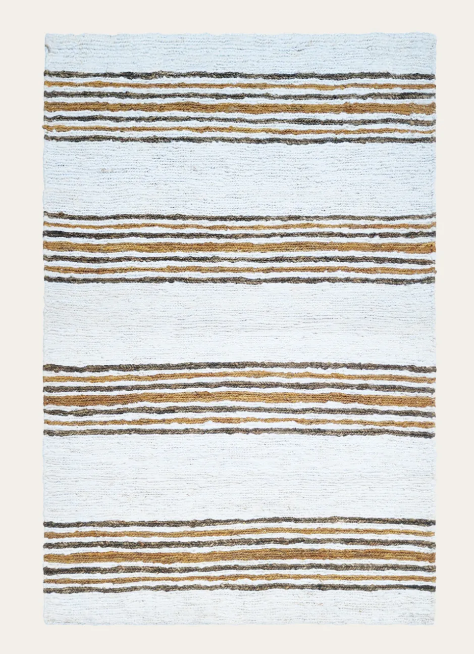TAPIS RAYURE TISSÉ ÉCRU