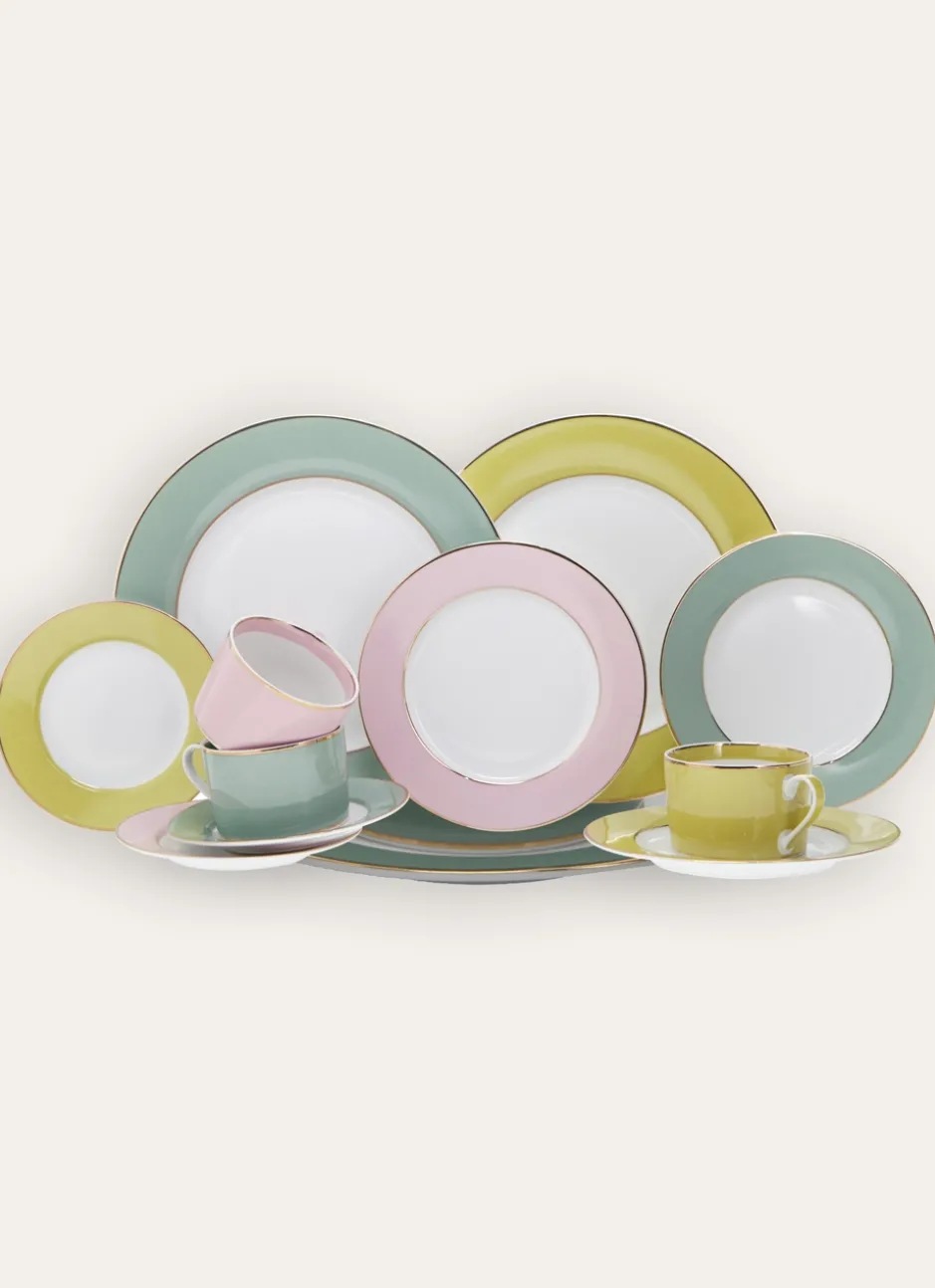 TASSE AVEC SOUCOUPE EN PORCELAINE COLORÉE TILLEUL