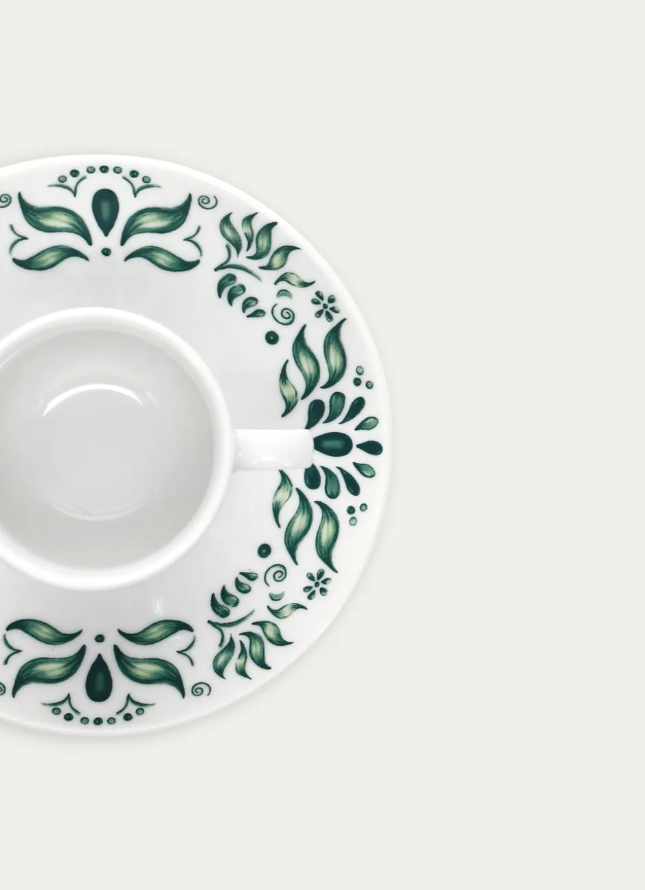 TASSE AVEC SOUCOUPE EN PORCELAINE vert