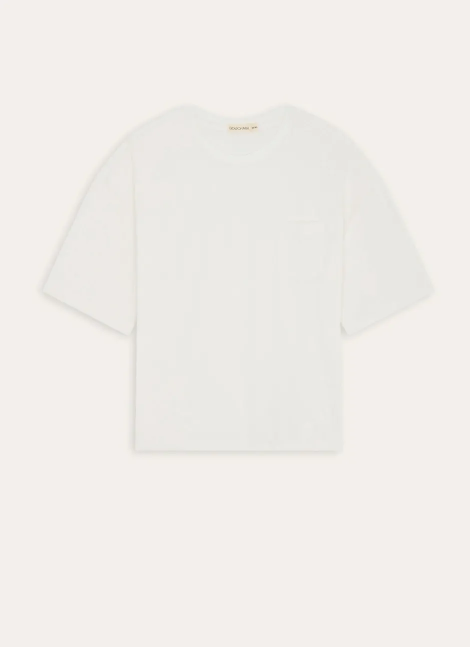 TEE-SHIRT MANCHES COURTES EN MATIÈRE ÉPONGE ECRU