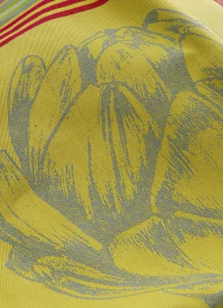 TORCHON EN JACQUARD MOTIF ARTICHAUT vert