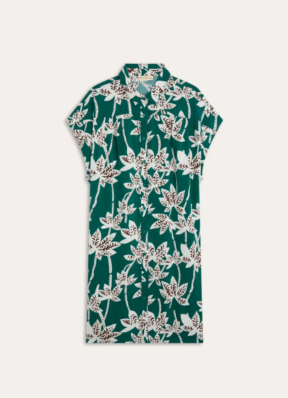 TUNIQUE EN VISCOSE IMPRIMÉE PALMIERS vert