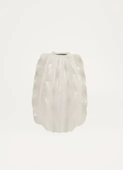 VASE EN CÉRAMIQUE SCULTÉE BLANC