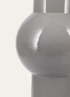 VASE EN FAIENCE ÉMAILLÉE ET VERRE VERT GRISE
