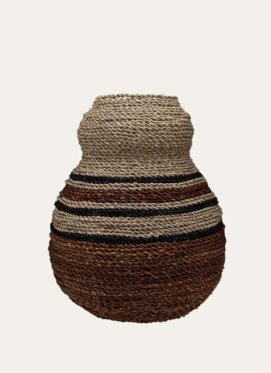 VASE EN FIBRES NATURELLES MÉNIR BEIGE / OCRE