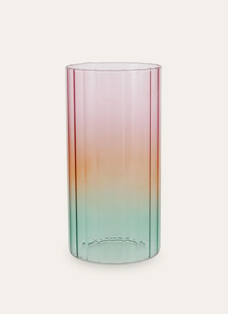 VASE EN VERRE TRANSPARENT COLORÉ EFFET DÉGRADÉ MULTICOLORE