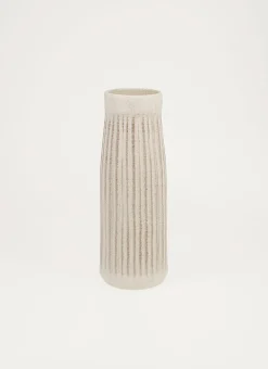 VASE MATE EN FAIENCE ECRU VIEILLI
