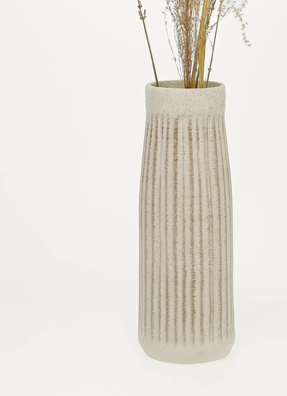 VASE MATE EN FAIENCE ECRU VIEILLI