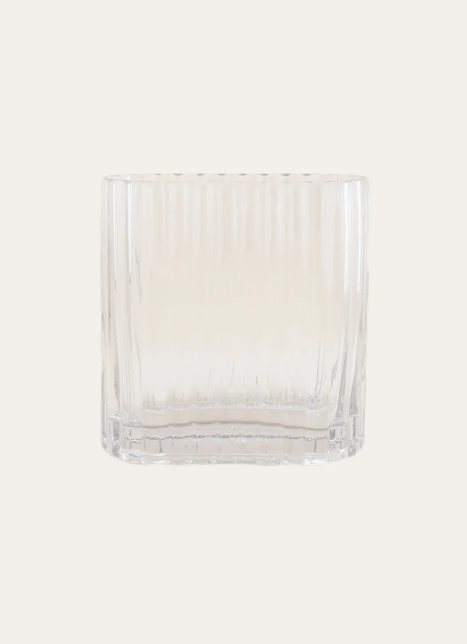 VASE RECTANGULAIRE EN VERRE STRIÉ PETIT FORMAT TRANSPARENT