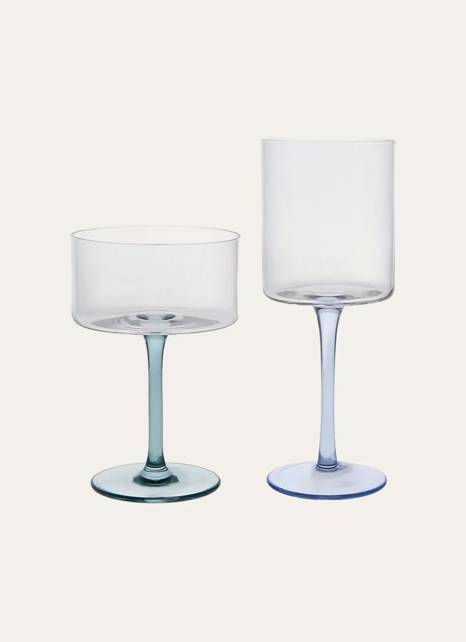 VERRE À EAU SUR PIED ALVIN VERT D'EAU