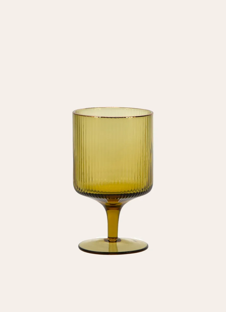 VERRE À PIED EN VERRE FUMÉ STRIÉ TILLEUL