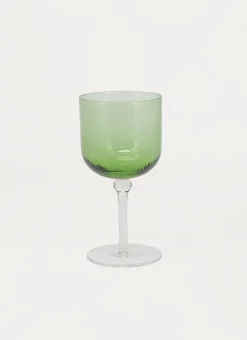VERRE STRIÉ À PIED vert