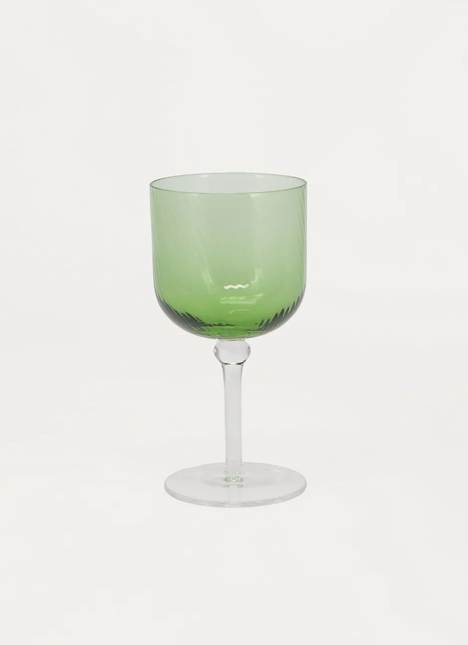 VERRE STRIÉ À PIED vert