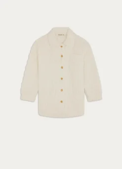 VESTE EN POLAIRE AVEC MOTIFS EMBOSSÉS TORSY ÉCRU