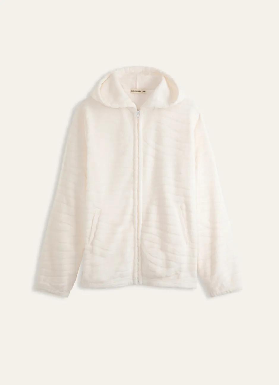 VESTE ZIPPÉE EN POLAIRE POCHES LATÉRALES ÉCRU