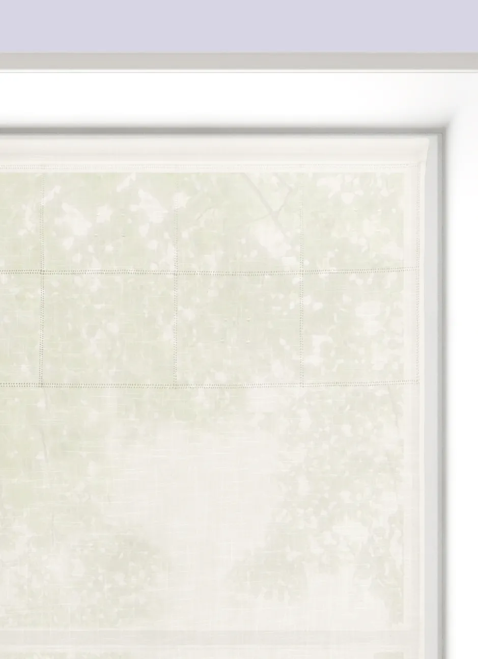 VITRAGE BLANC AJOURÉ ET BRODÉ 90 X 120 CM BLANC
