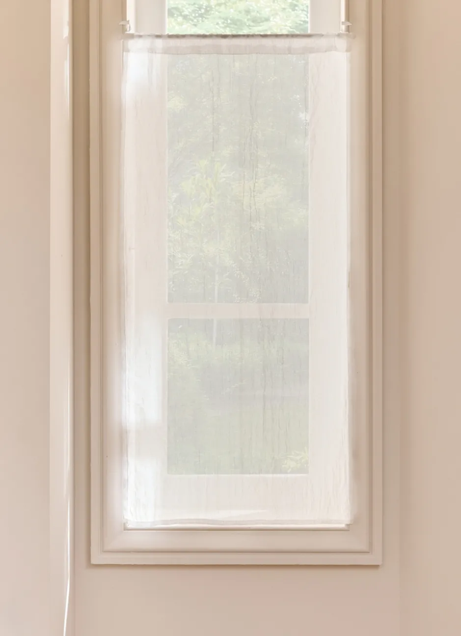 VITRAGE DROIT TAMISANT EFFET FROISSÉ PASSE-TRINGLE BLANC