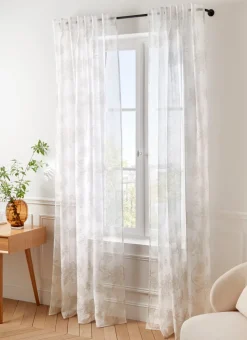 VOILAGE À MOTIFS FLORAUX ISPAHAN BLANC/BEIGE