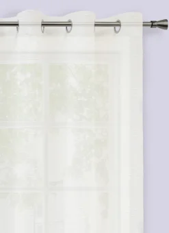 VOILAGE AVEC RAYURES HORIZONTALES EN RELIEF BLANC