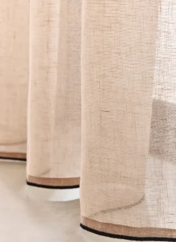 VOILAGE LÉGER EN LIN AVEC BOURDON NOIR BEIGE