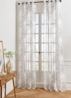 VOILAGE TAMISANT MOTIF VÉGÉTAL BLANC