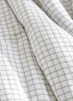 HOUSSE DE COUETTE GAZE DE COTON IMPRIMÉ CARREAUX ECRU