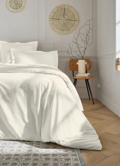HOUSSE DE COUETTE UNIE EN PERCALE DE COTON ECRU