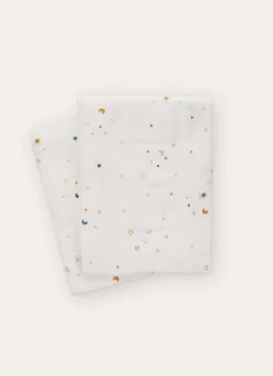 LOT DE 2 LANGES ÉTOILES EN GAZE DE COTON ÉCRU