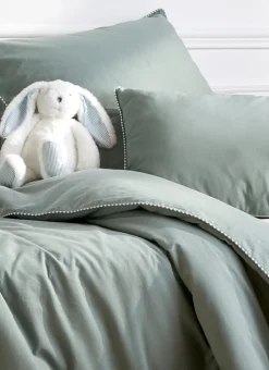 TAIE D’OREILLER ENFANT EN COTON LAVÉ VERT